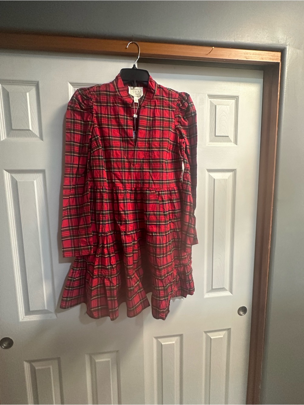 Sail to Sable Red Plaid Tiered Mini Dress